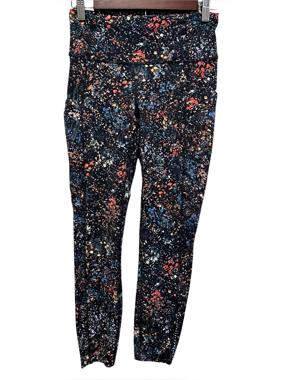 Lululemon Fast & Free 7/8 Flowerescent Multi Leggings Pockets Size 6